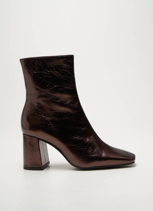 Bottines/boots tissage satiné talon de 7 à 9cm marron ANGEL ALARCON femme