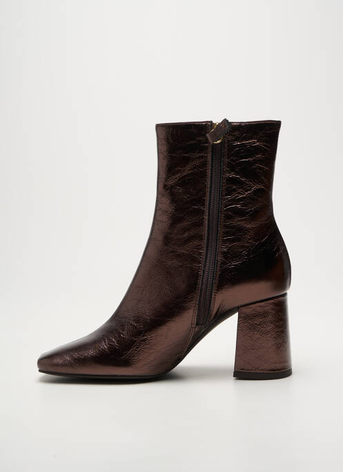 Bottines/boots tissage satiné talon de 7 à 9cm marron ANGEL ALARCON femme