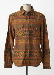 Chemise manches longues poignets boutonnés marron IRON AND RESIN homme