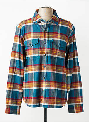 Chemise manches longues poignets boutonnés bleu IRON AND RESIN homme