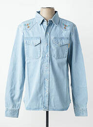 Chemise manches longues poignets boutonnés bleu IRON AND RESIN homme