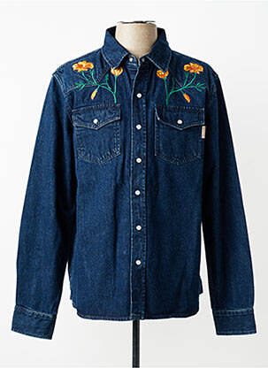 Chemise manches longues poignets boutonnés bleu IRON AND RESIN homme