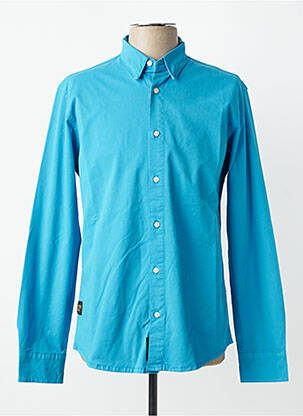 Chemise manches longues poignets boutonnés bleu DAYTONA homme