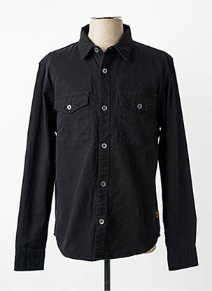 Chemise manches longues poignets boutonnés noir DAYTONA homme