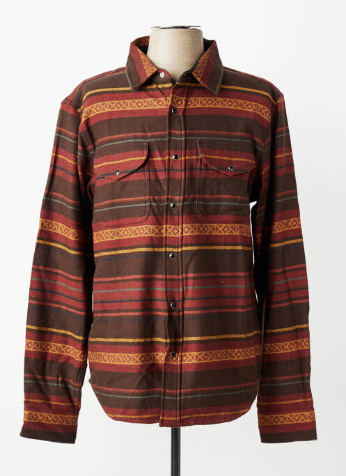 Chemise manches longues poignets boutonnés marron IRON AND RESIN homme