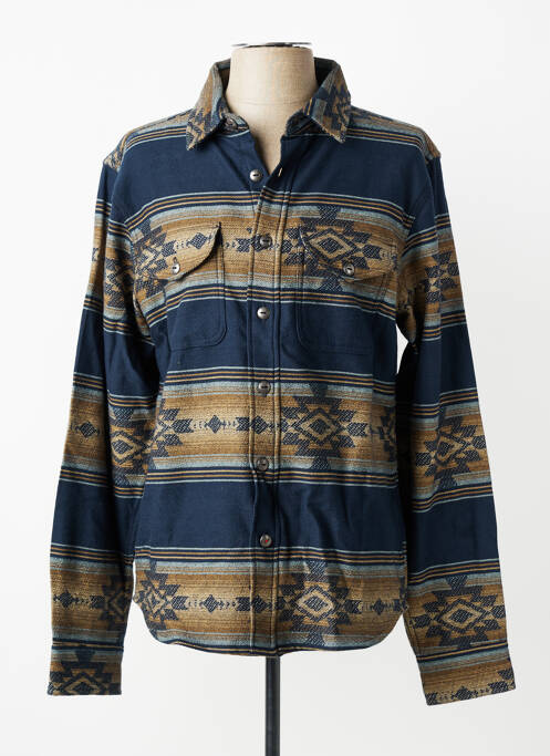 Chemise manches longues poignets boutonnés bleu IRON AND RESIN homme