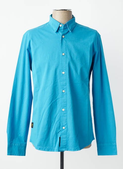 Chemise manches longues poignets boutonnés bleu DAYTONA homme