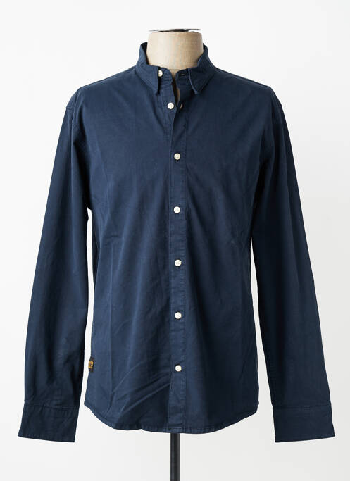 Chemise manches longues poignets boutonnés bleu DAYTONA homme