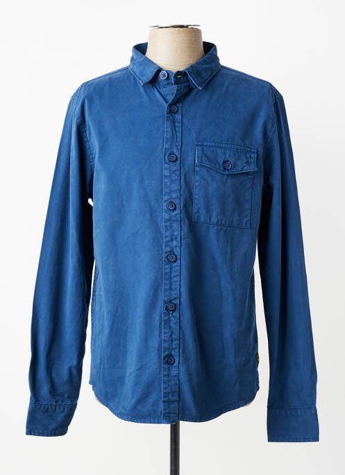 Chemise manches longues poignets boutonnés bleu DAYTONA homme