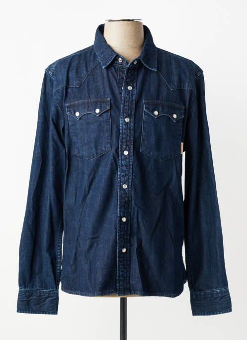 Chemise manches longues poignets boutonnés bleu IRON AND RESIN homme