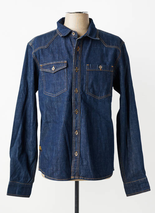 Chemise manches longues poignets boutonnés bleu DAYTONA homme