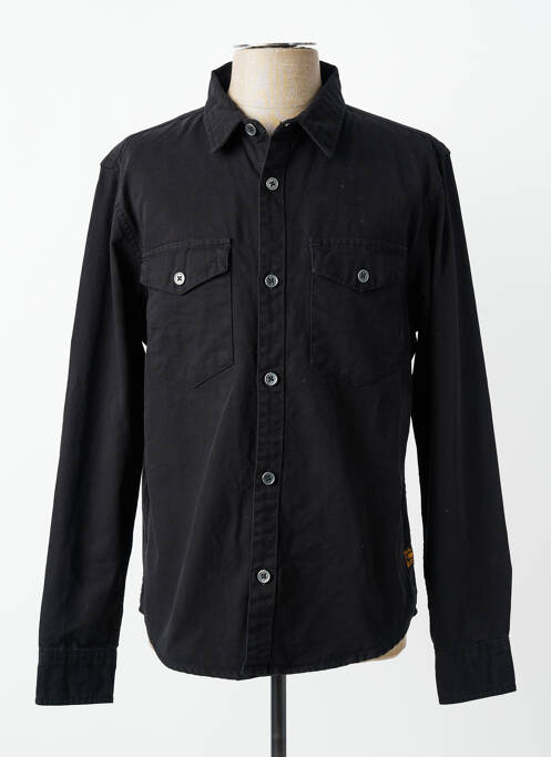 Chemise manches longues poignets boutonnés noir DAYTONA homme