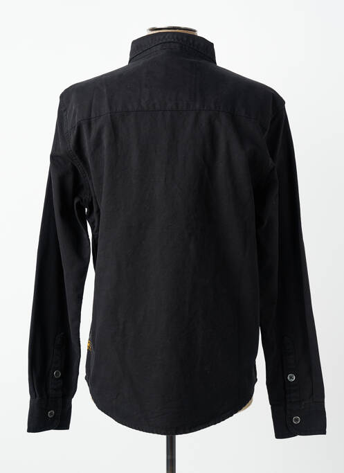 Chemise manches longues poignets boutonnés noir DAYTONA homme