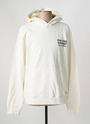 Sweat-shirt à capuche sérigraphie floquée manches longues blanc IRON AND RESIN homme