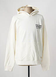 Sweat-shirt à capuche sérigraphie floquée manches longues blanc IRON AND RESIN homme