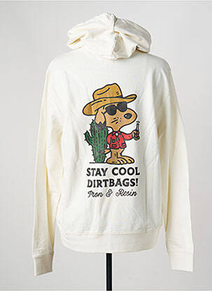 Sweat-shirt à capuche sérigraphie floquée manches longues blanc IRON AND RESIN homme