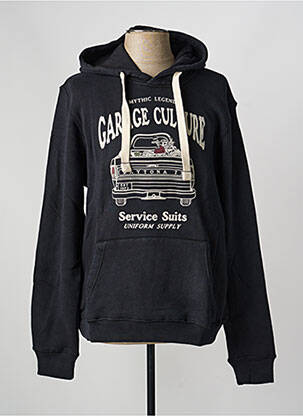 Sweat-shirt à capuche tissage jersey manches longues noir DAYTONA homme