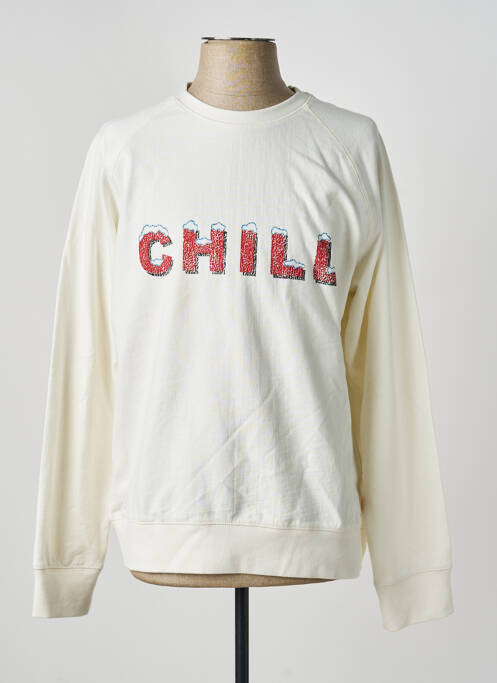 Sweat-shirt sérigraphie floquée manches longues blanc IRON AND RESIN homme