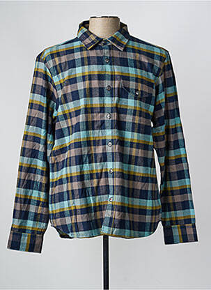 Chemise manches longues poignets boutonnés bleu IRON AND RESIN homme