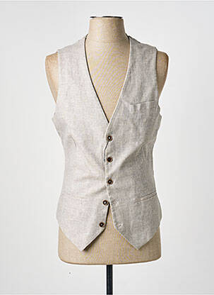 Gilet sans manche tissage chiné beige HAFNIUM homme