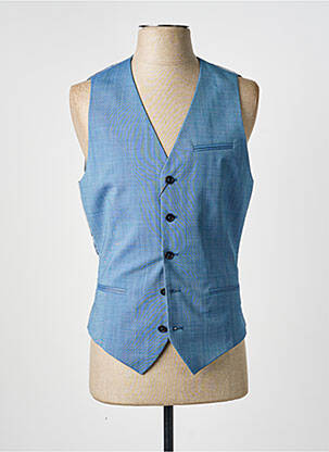 Gilet sans manche tissage chiné bleu HAFNIUM homme