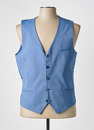 Gilet sans manche tissage chiné bleu HAFNIUM homme