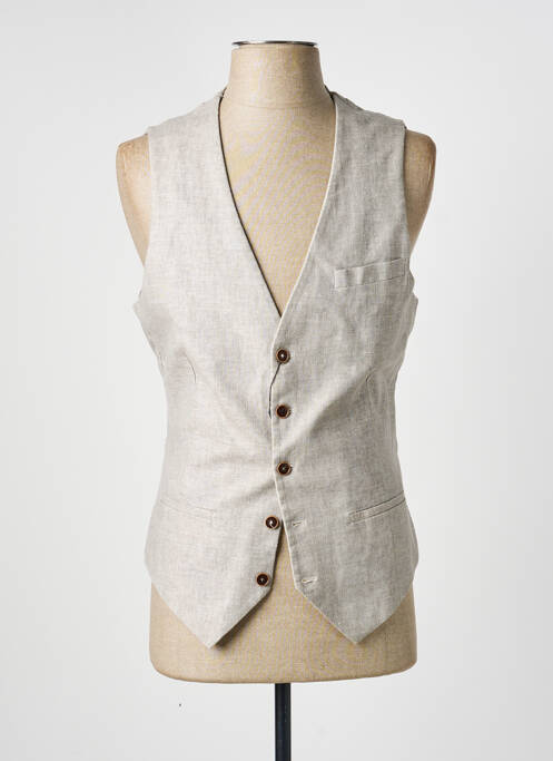 Gilet sans manche tissage chiné beige HAFNIUM homme