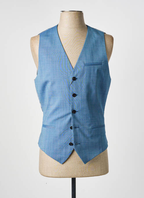 Gilet sans manche tissage chiné bleu HAFNIUM homme