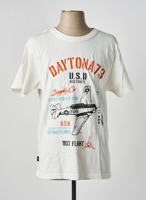 T-shirt coupe droite manches courtes blanc DAYTONA homme
