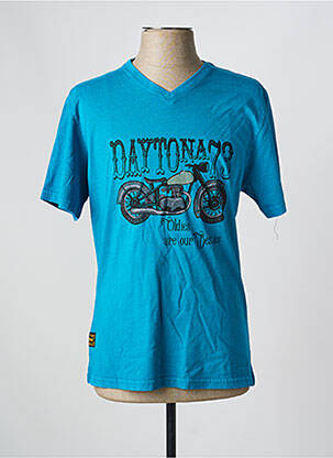 T-shirt coupe droite manches courtes bleu DAYTONA homme