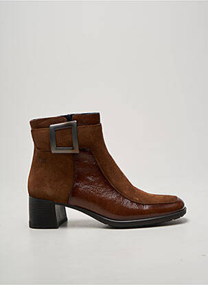 Bottines/boots tissage satiné talon de 4 à 6cm marron DORKING femme