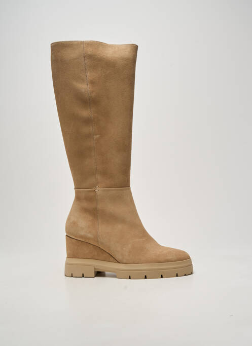 Bottes bout rond talon plat jusqu'à 3cm beige SOFTWAVES femme