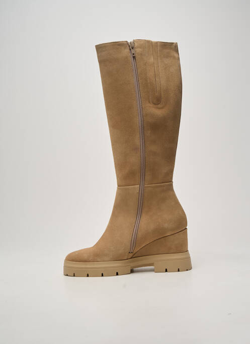 Bottes bout rond talon plat jusqu'à 3cm beige SOFTWAVES femme