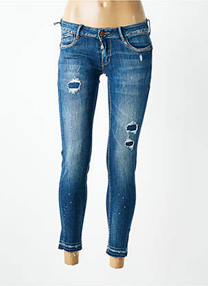Jeans coupe slim effet usé délavé taille normale bleu LE TEMPS DES CERISES femme