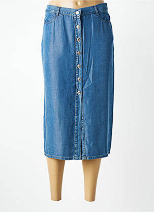 Jupe mi-longue coupe droite bleu LCDN femme