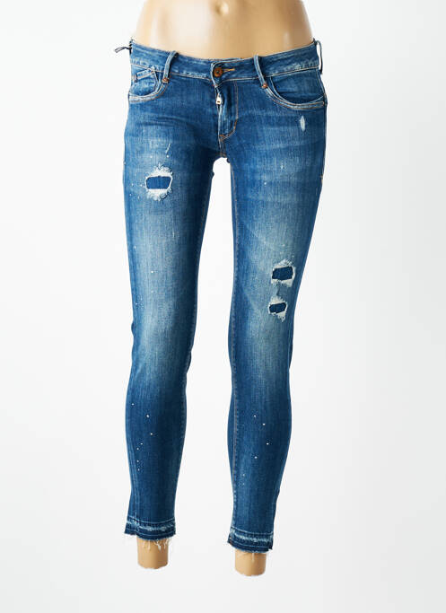 Jeans coupe slim effet usé délavé taille normale bleu LE TEMPS DES CERISES femme
