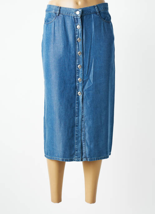 Jupe mi-longue coupe droite bleu LCDN femme
