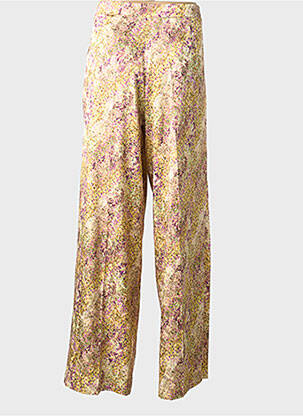 Pantalon large fermeture zippée sous rabat boutonné taille normale jaune LCDN femme