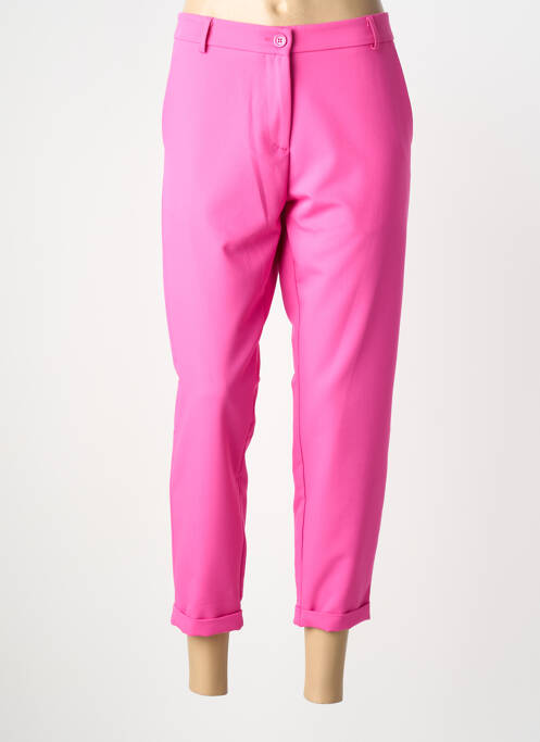 Pantalon chino fermeture zippée sous rabat boutonné taille normale rose IMPERIAL femme
