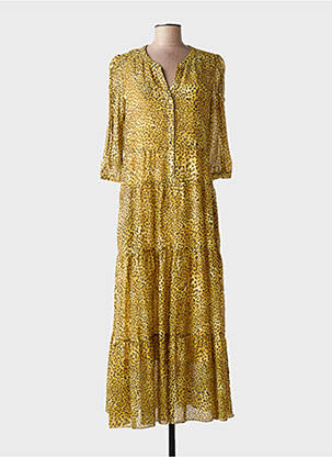 Robe longue imprimé fantaisie manches 3/4 jaune GERARD DAREL femme