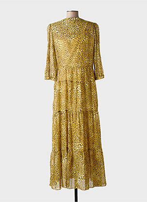 Robe longue imprimé fantaisie manches 3/4 jaune GERARD DAREL femme