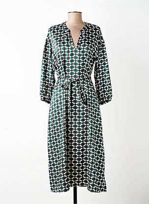 Robe mi-longue imprimé fantaisie manches longues vert GERARD DAREL femme