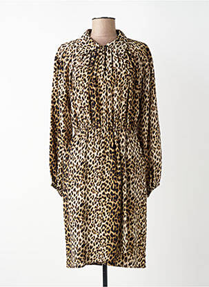 Robe mi-longue imprimé fantaisie manches longues beige GERARD DAREL femme