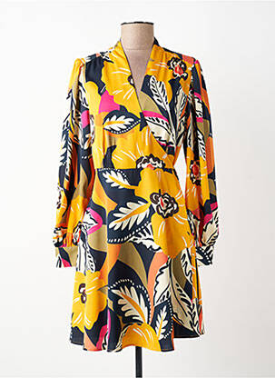Robe courte manches longues manches longues jaune MOLLY BRACKEN femme