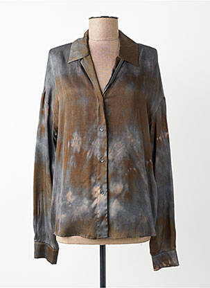 Chemisier imprimé fantaisie manches longues marron IMPERIAL femme