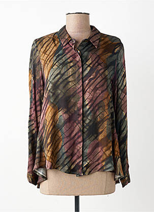 Chemisier imprimé fantaisie manches longues marron IMPERIAL femme
