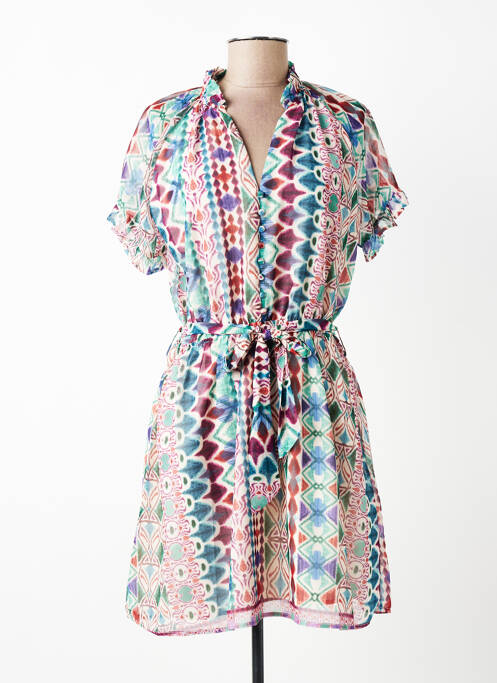 Robe courte coupe évasée manches courtes vert MOLLY BRACKEN femme