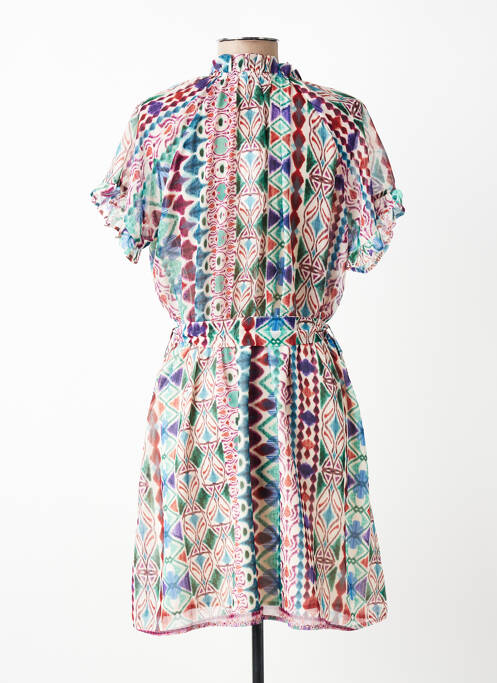 Robe courte coupe évasée manches courtes vert MOLLY BRACKEN femme