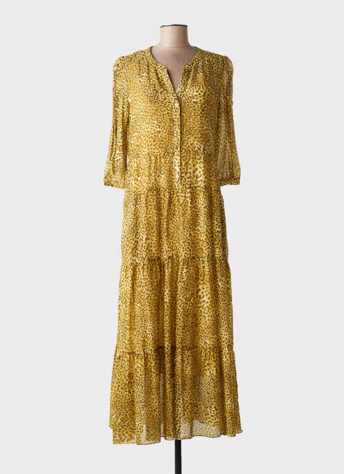 Robe longue imprimé fantaisie manches 3/4 jaune GERARD DAREL femme