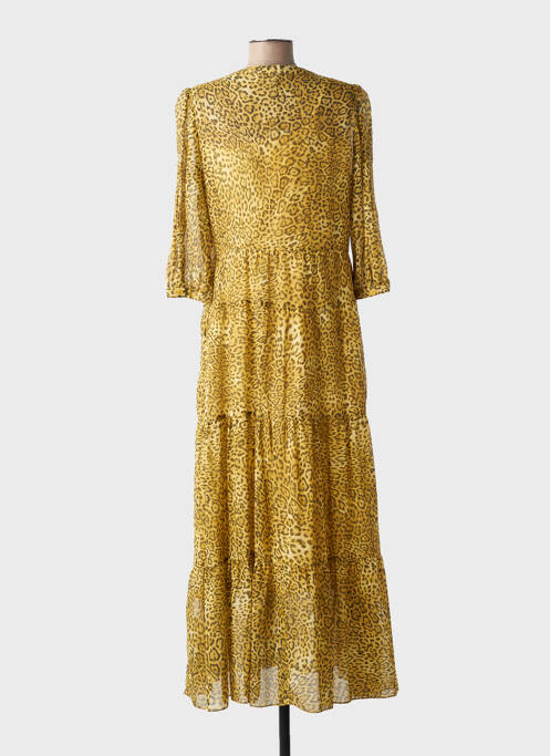 Robe longue imprimé fantaisie manches 3/4 jaune GERARD DAREL femme